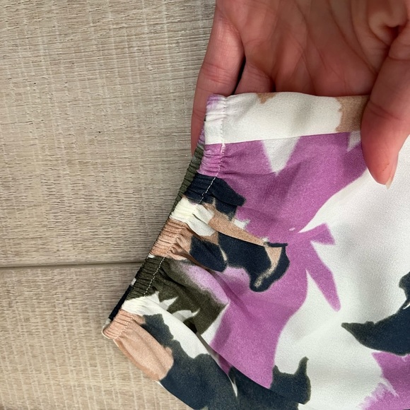 J. CREW MERCANTILE purple & green floral watercolor off the shoulder blouse L - Picture 9 of 11